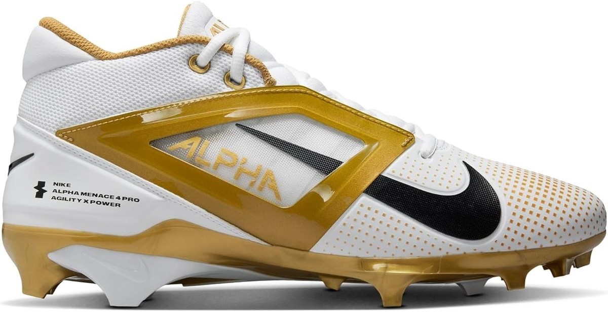 NIKE Alpha Menace 4 Pro Football Cleats FD7037-105 White Gold Size