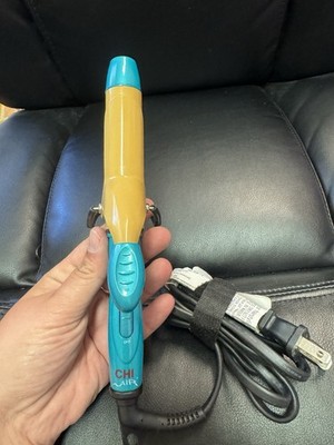 CHI Air Ceramic Tapered Curling Iron 1  Haute Blue GreenClamp Wand Hair Styler