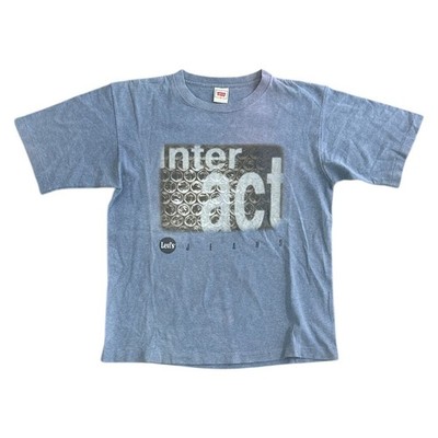 Levis T-Shirt Single Stitch Inter Act Made In USA Kurzarm Blau Herren Large