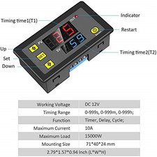 AC 110V 220V DC 12V Digital Time Delay Relay LED Display Cycle Timer Control