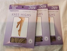 Walgreens Comfort Top Knee Highs One Size Fits 8.5-11 Sandal Foot Nude Toe vtg