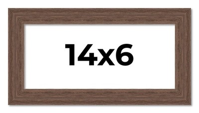 14x6 Frame Brown Barnwood Picture Frame Modern Photo Frame UV Acrylic, Acid Free