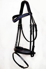 Premium Designer Leather Bridle With Blue Crystal Browband With Padded All Size.