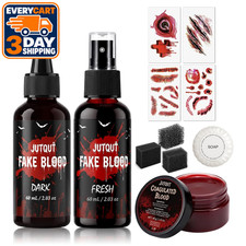 6PCS Halloween Fake Blood Makeup Kit, Washable Realistic SFX Cosplay
