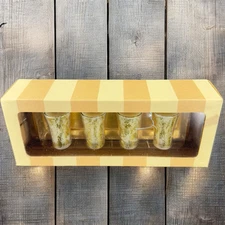 Bombay Gold Votives With Tray Glass Candle Holder New In Box Votive Candle Set