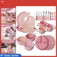 Baby Feeding Set 24 Piece Silicone Suction Divided Plate Bowl Spoon Fork Bib Cup