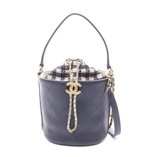 Chanel Matelasse Small Bucket Bag Navy Women Blue One Size