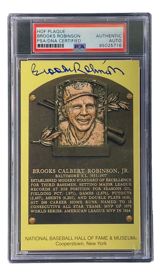 Brooks Robinson Signed 4x6 Baltimore Orioles HOF Plaque Card PSA/DNA 85025716 - Image 3 of 3