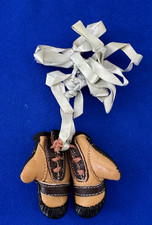 Vintage 1950s Leather Boxing Gloves and Ribbons Decoration from Baby Boy Gift