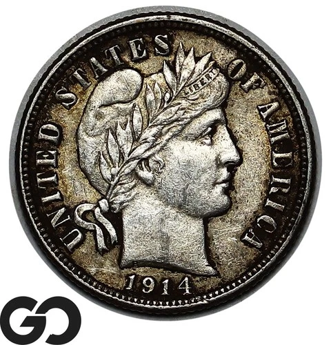1914-D Barber Dime, Choice AU+