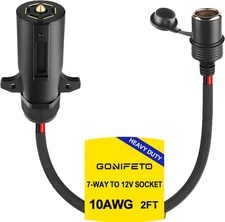 10AWG 7-Way Power Access,7 Pin Trailer Plug to Female Cigarette Lighter Power Ca