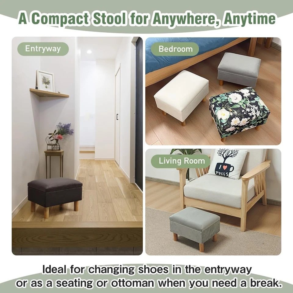 Storage Ottoman Footrest Stool – Hidden Storage & Cushion Top, Grey - Image 4 of 4