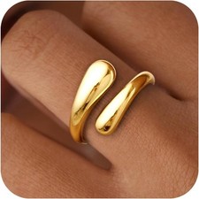 Non Tarnish Gold Chunky Rings for Women, 14K Plated Statement 7,