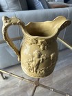 Stoneware relief molded pitcher - likely 'Tam O'Shanter' pattern by Ridgway — photo 4
