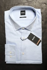 Hugo Boss Men Money Sharp Fit Pastel Blue Cotton Dress Shirt 16.5/42 36/37