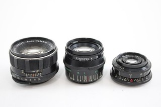 Lentes de cámara de enfoque manual funcionando Inc Pentax Industar 50 Jupiter 8 x 3