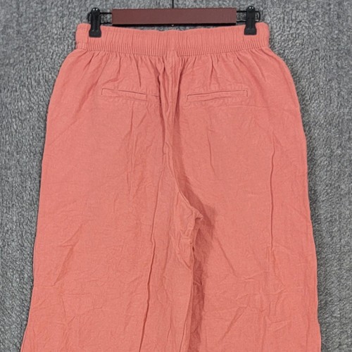 A New Day Pants Womens Small Salmon Pink Linen Blend High-Rise Wide Leg - Picture 10 of 14