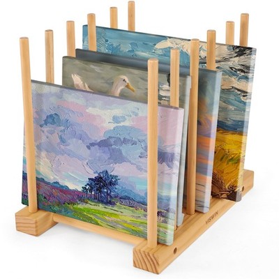 Tabletop Art Storage Rack - Wooden Drying & Display Rack with Adjustable Slot...