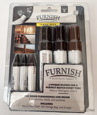 FURNISH Furniture Repair Kit 6PC Jumbo Pack Oak Walnut Mahogany Cherry