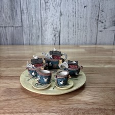 1995 10 Piece Resin Noah's Ark Miniature Tea Set Vtg Collectible