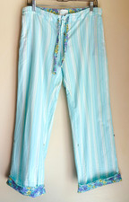 VTG Victoria Secret Angle Wings Pajama Pants Women's Large Y2K Striped Floral