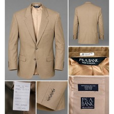 Jos. A. Bank Blazer Mens 42 Regular Tan Excellent 100 Wool Signature Collection
