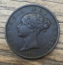 Queen Victoria 1856 Young Head Halfpenny  .solid vf  Good Detail.see Photos