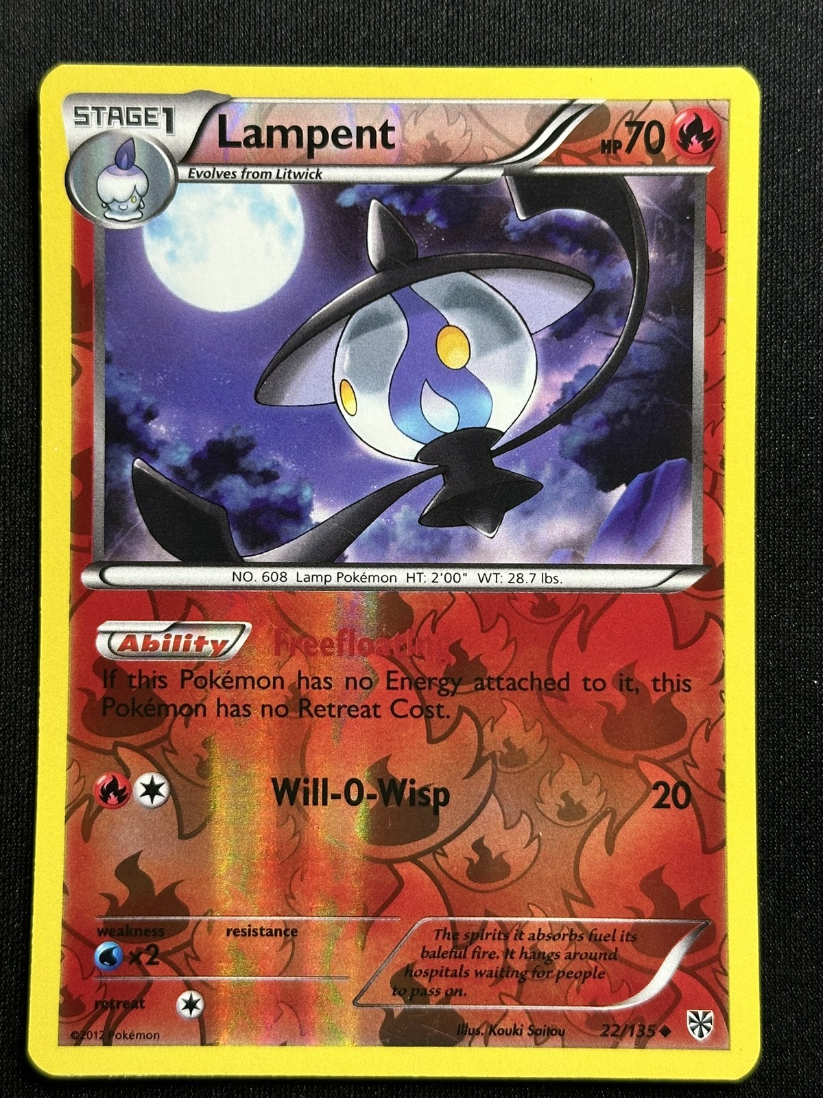 Lampent Reverse Holo Plasma Storm 22/135 LP-NM Pokémon Card