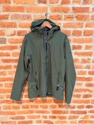 HELLY HANSEN Jacket Mens L Large Green Helly Tech Waterproof Zip Rain Coat Hood