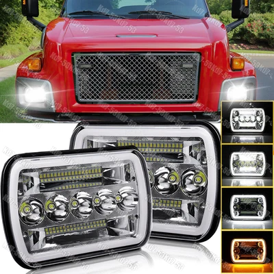 Pair 150W 7x6 Led Headlights Hi/Lo Fits for GMC TopKick C6500 C5500 C4500 Truck