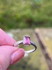 9ct White Gold Pink Sapphire & Diamond Ring