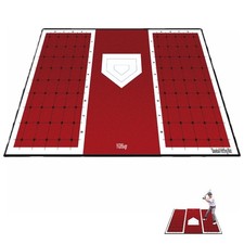 Baseball and Softball Hitting Mat for Batting Stance Practice, Home Plate Mat...