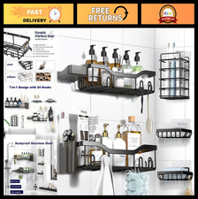 7-Pack Adhesive Shower Caddy Organizer Shelf Rustproof No-Drill Bathroom Stora