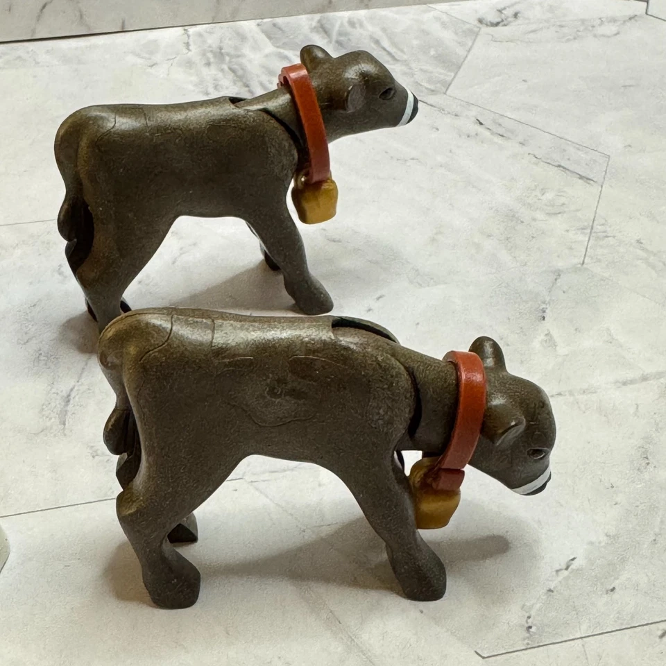 9+ Piece Playmobil Farm Animal Lot Calves with Bells Rabbits Plants Trough (?) - Image 2 of 4