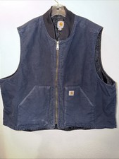 Vintage Carhartt Duck Insulated Full Zip Blue Vest Men s 4XL USA Made