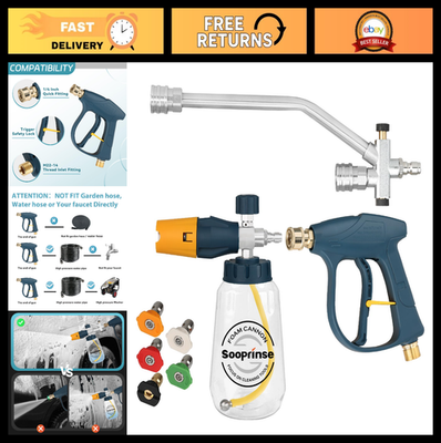 #ad Pressure Washer Foam Cannon amp; Short Gun Dual Connector Snow Soap 5 Nozzles 4 $105.99