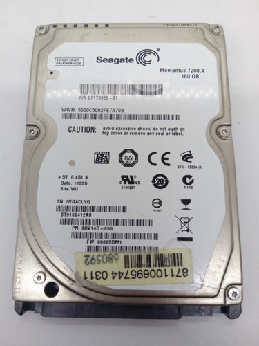 SEAGATE **ST9160412AS** 160GB *** SATA HDD Notebook 2,5 Zoll #NFP1898