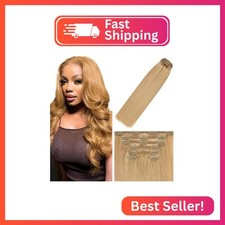 Clip in Hair Extensions Real Human Hair 27 Blonde, 14 Inch 120g/7Pcs,Full Shine