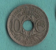 Rare Vintage 1917 France 10 Centimes Coin