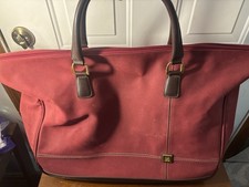 Diane von Furstenberg Rolling Duffel Travel Bag Burgundy Brown Wheeled Luggage