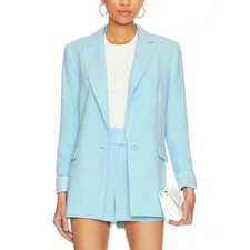 NWT NEW Alice + Olivia Justine Roll Cuff Blazer Light Blue Size 4