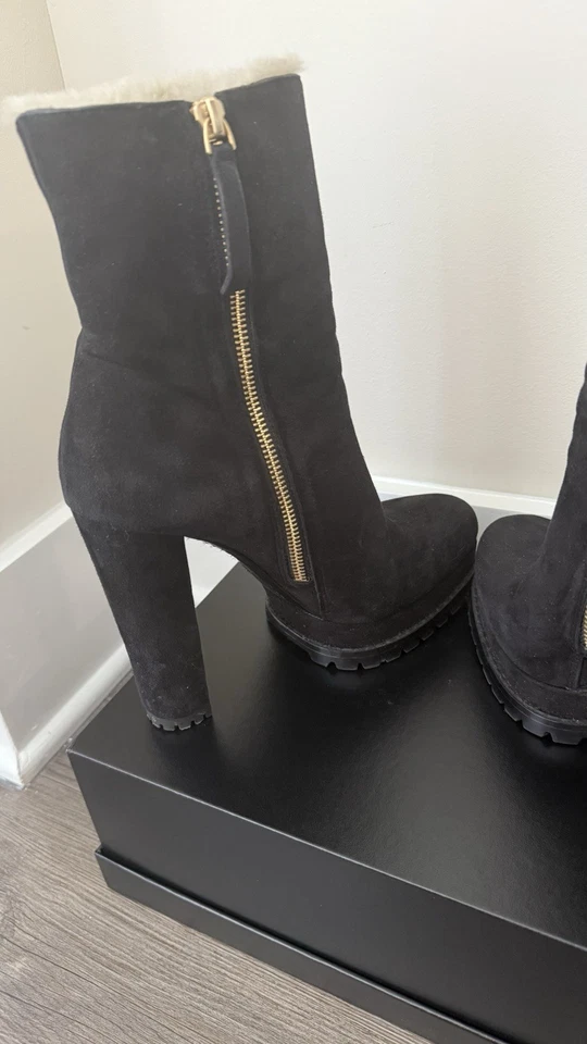 NUEVO ALICE + OLIVIA Botín Plataforma Holden Cuero Negro Piel de Oveja Para Mujer Talla 10 Foto 4 de 4