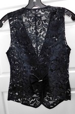 Dolce & Gabbana Designer Black Lace Button Vest Women 42