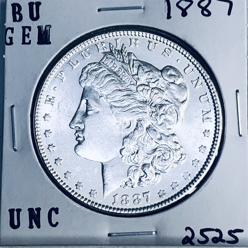 1887 BU GEM MORGAN SILVER DOLLAR UNC MS+++ U.S. MINT RARE COIN 2525