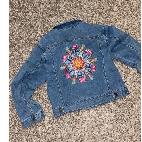 Disney Encanto Denim Jacket girls Butterfly Jean Jacket Size M (7/8)
