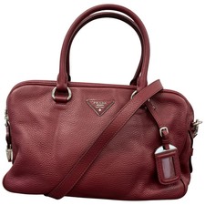 Prada Women's Vitello Daino Crossbody Bag Burgundy