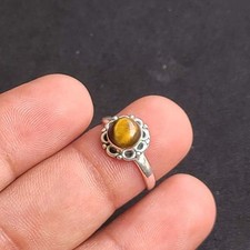 Natural Tiger Eye 925 Sterling Silver Handmade Tiny Ring All Sizes Available