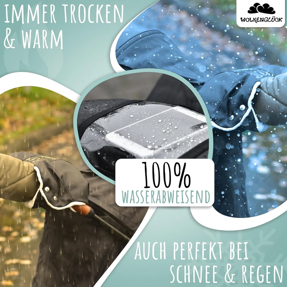 WOLKENGLÜCK® Kinderwagen Handwärmer Handmuff extra weicher Handschuh für Buggy - Bild 3 von 4