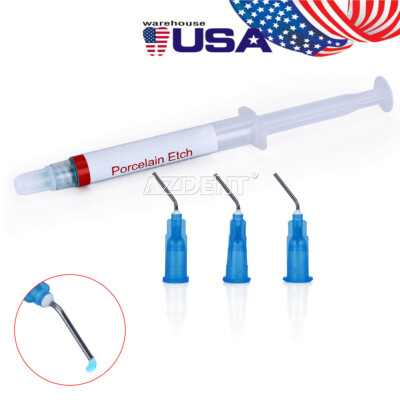 Dental Porcelain Etch Gel 9.5% Acid Etchant 2.5 ml/syringe 3 Tips