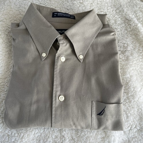 Nautica Shirt Men's Size 17 36/37 Gray Cotton Long Sleeve thick work shirt - Picture 8 of 8
